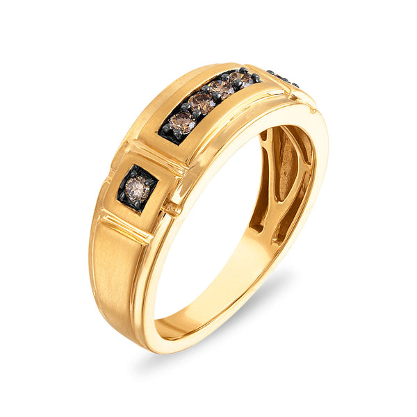 Mochaccino 1/4 CTW Natural Diamond Wedding Ring in 10KT Yellow Gold