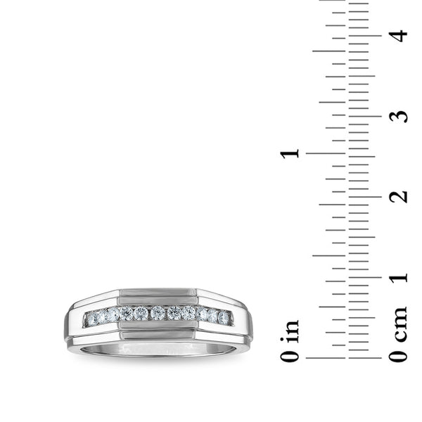 1/4 CTW Natural Diamond Wedding Geometric Channel Set Ring in 10KT White Gold
