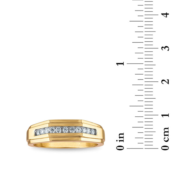 1/4 CTW Natural Diamond Wedding Geometric Channel Set Ring in 10KT Yellow Gold