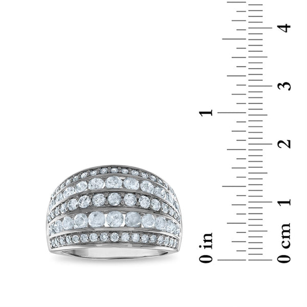2 CTW Natural Diamond Anniversary Five Row Ring in 14KT White Gold