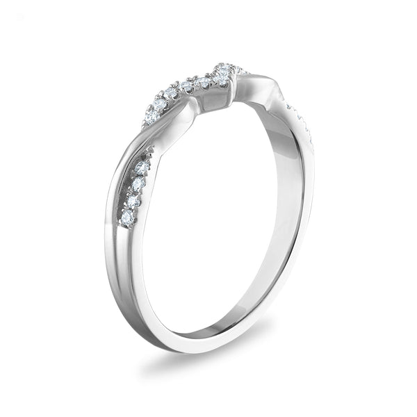 1/10 CTW Natural Diamond Anniversary Twist Ring in 10KT White Gold