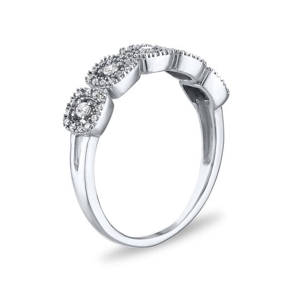 1/4 CTW Natural Diamond Halo Anniversary Ring in 10KT White Gold