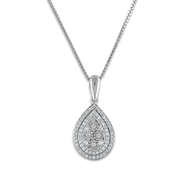 1/2 CTW Natural Diamond Ring Pendant Earrings Box Set in Sterling Silver