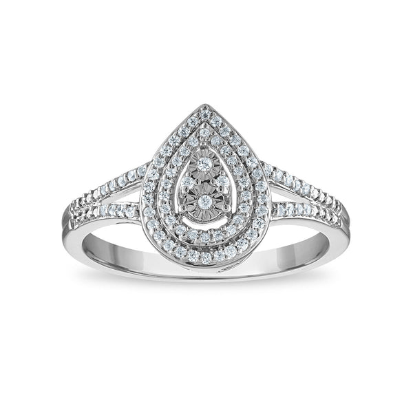 1/2 CTW Natural Diamond Ring Pendant Earrings Box Set in Sterling Silver