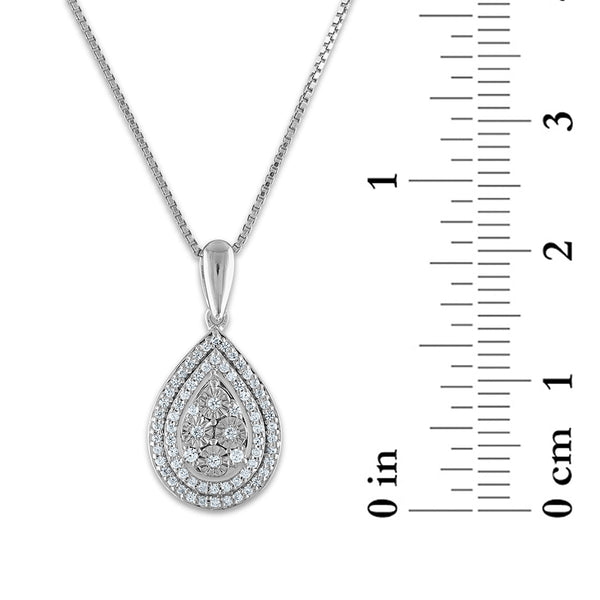 1/2 CTW Natural Diamond Ring Pendant Earrings Box Set in Sterling Silver