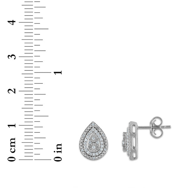 1/2 CTW Natural Diamond Ring Pendant Earrings Box Set in Sterling Silver