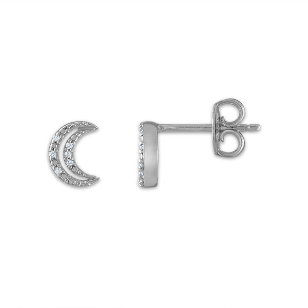 1/10 CTW Natural Diamond Sun Moon Star 3-Pair Stud Earrings in Sterling Silver