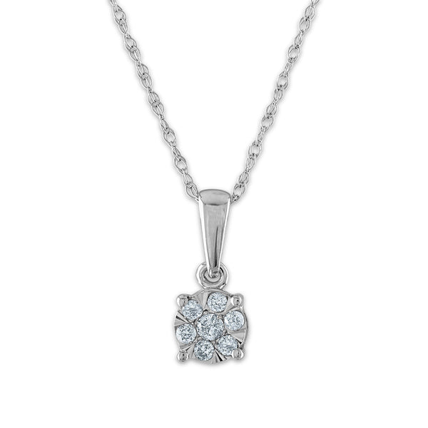 1/4 CTW Natural Diamond Cluster Box Set Earring 18-inch Pendant in 10KT White Gold