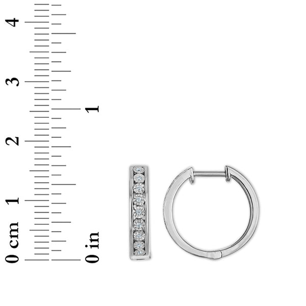 White Diamond Hoop Earrings in 925 Silver
