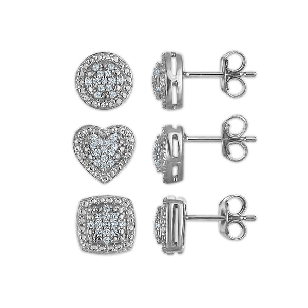 White Diamond Halo Earrings in 925 Silver
