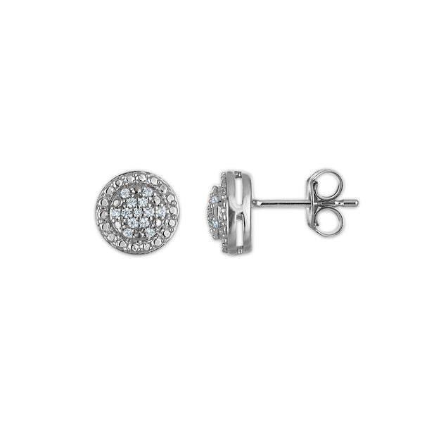 White Diamond Halo Earrings in 925 Silver