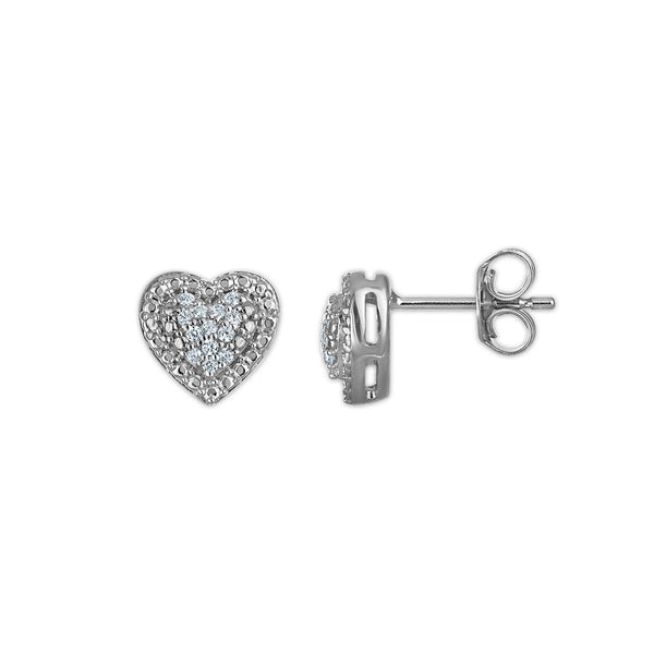 White Diamond Halo Earrings in 925 Silver