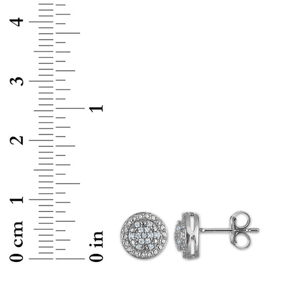 White Diamond Halo Earrings in 925 Silver