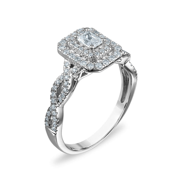 1/2 CTW Natural Diamond Halo Engagement Ring in 10KT White Gold