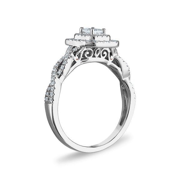1/2 CTW Natural Diamond Halo Engagement Ring in 10KT White Gold