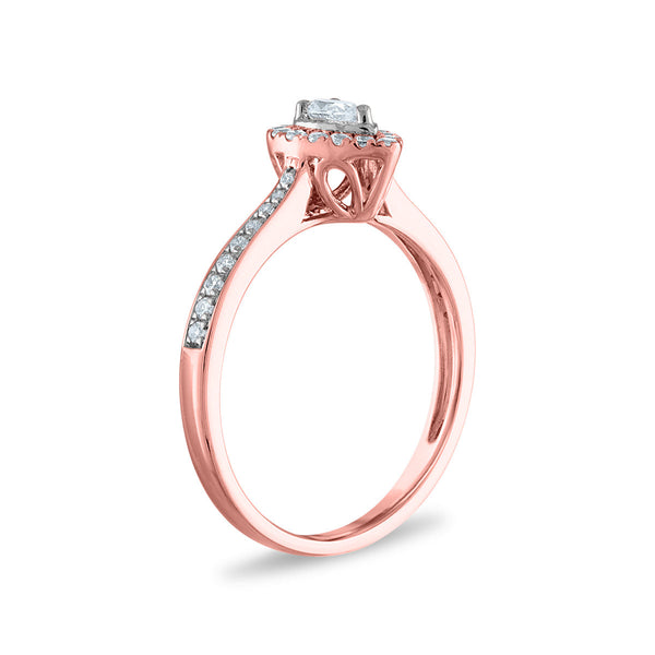 1/3 CTW Natural Diamond Halo Ring in 10KT Rose Gold