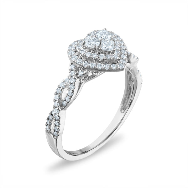 1/2 CTW Natural Diamond Heart Engagement Ring in 10KT Gold