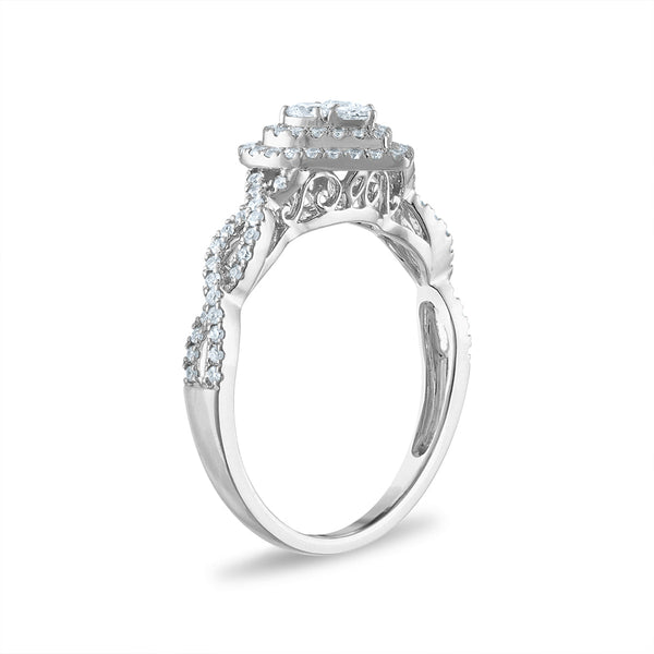 1/2 CTW Natural Diamond Heart Engagement Ring in 10KT Gold