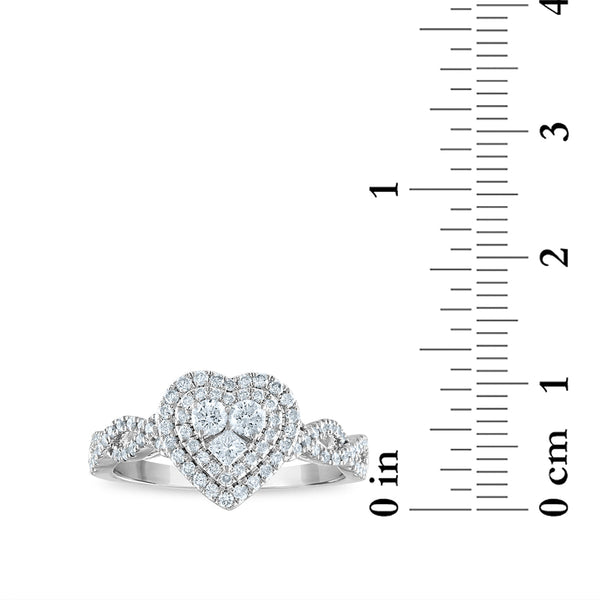 1/2 CTW Natural Diamond Heart Engagement Ring in 10KT Gold