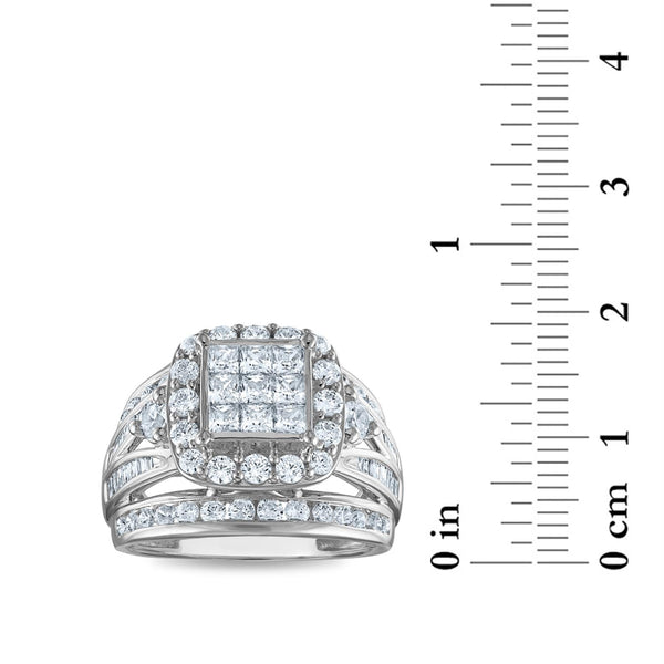 2 CTW Natural Diamond Halo Cluster Engagement Cushion Shape Ring in 10KT White Gold