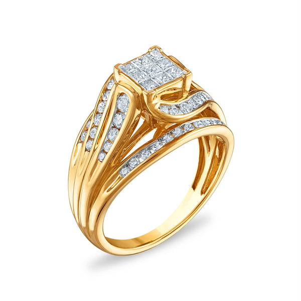 1 CTW Natural Diamond Engagement Ring in 10KT Yellow Gold