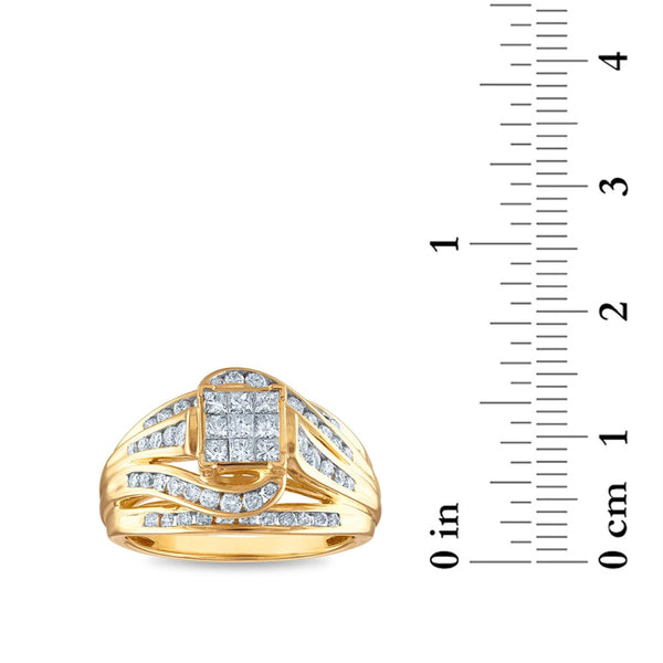 1 CTW Natural Diamond Engagement Ring in 10KT Yellow Gold