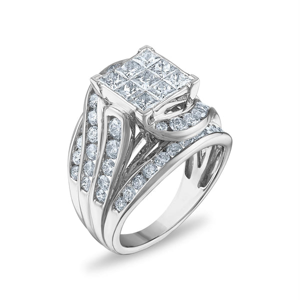 3 CTW Natural Diamond Engagement Ring in 10KT White Gold