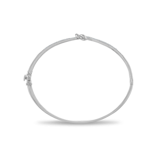 1/5 CTW Natural Diamond Fashion Bangle Bracelet in Rhodium Plated Sterling Silver
