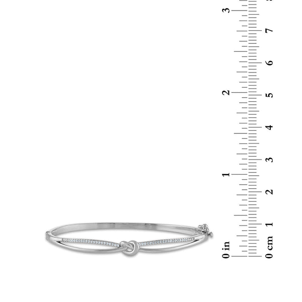 1/5 CTW Natural Diamond Fashion Bangle Bracelet in Rhodium Plated Sterling Silver