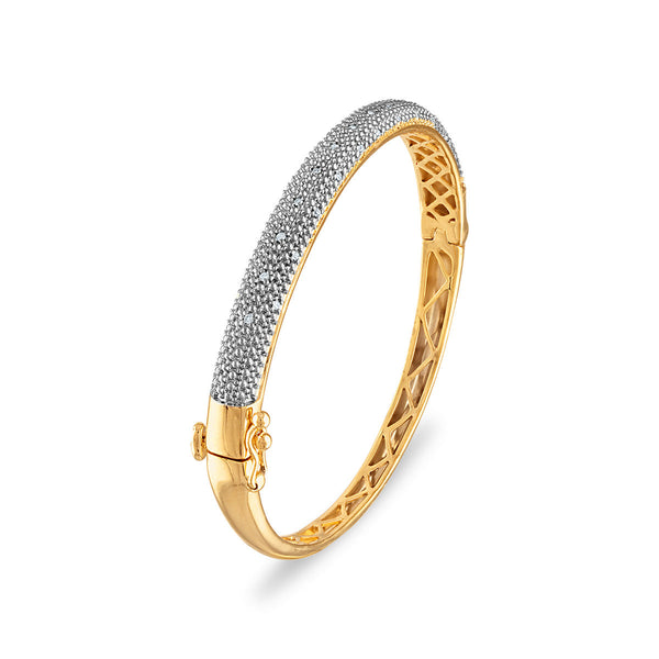 1/5 CTW Natural Diamond Bangle Bracelet in Gold Plated Sterling Silver