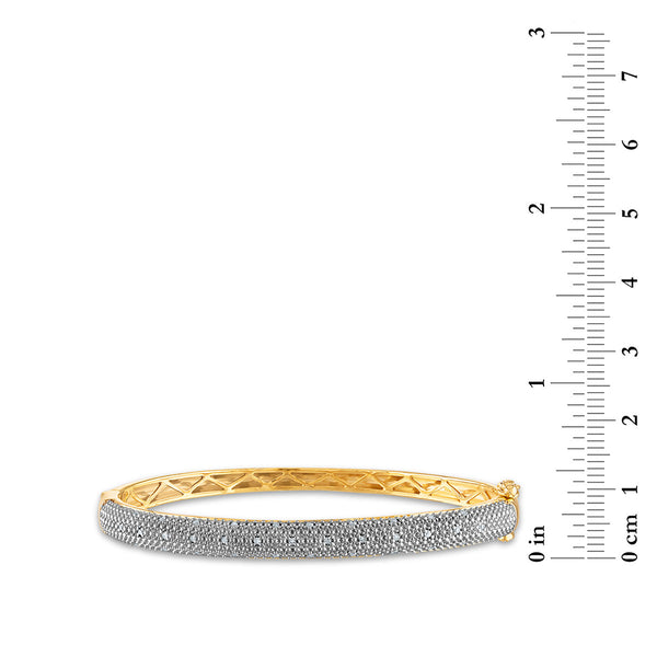 1/5 CTW Natural Diamond Bangle Bracelet in Gold Plated Sterling Silver