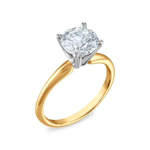 EcoLove 2 CTW Lab Grown Diamond Solitaire Ring in 14KT White and Yellow Gold