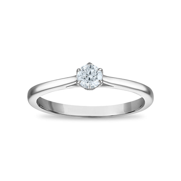 White Diamond Solitaire Ring in 10KT Gold