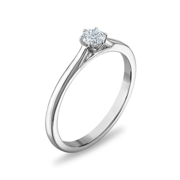 White Diamond Solitaire Ring in 10KT Gold