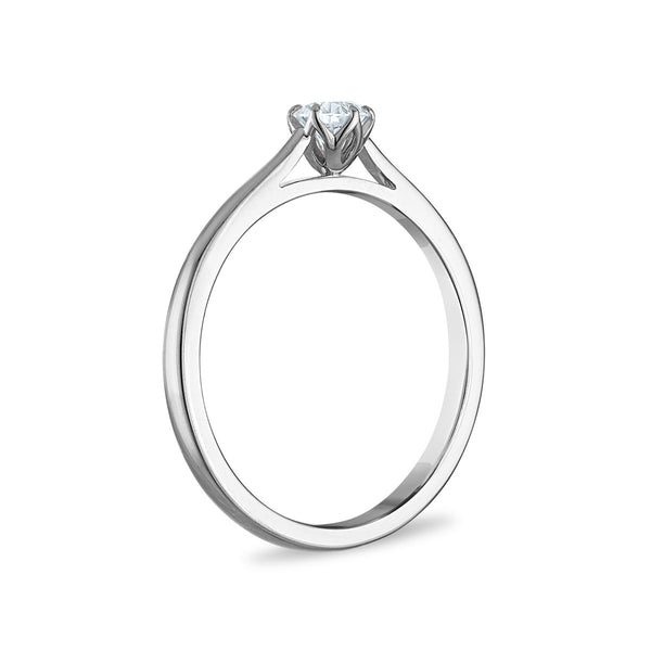 White Diamond Solitaire Ring in 10KT Gold