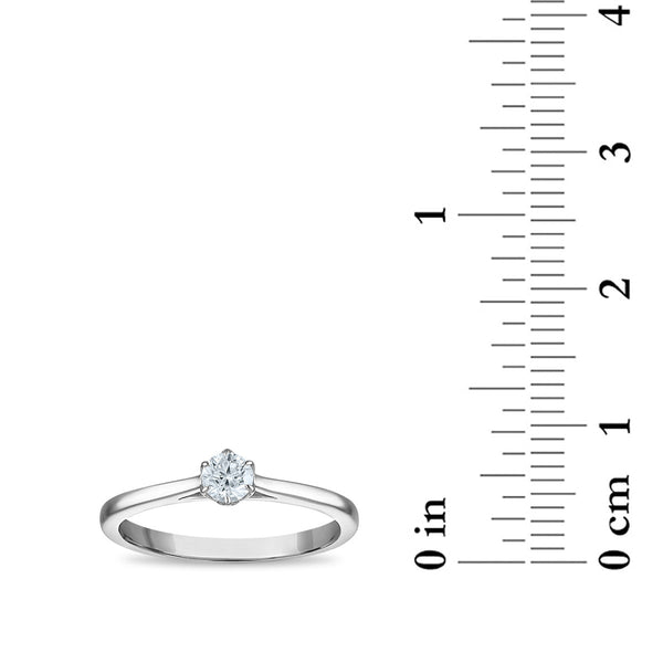 White Diamond Solitaire Ring in 10KT Gold