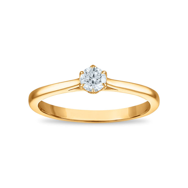 White Diamond Solitaire Ring in 10KT Gold
