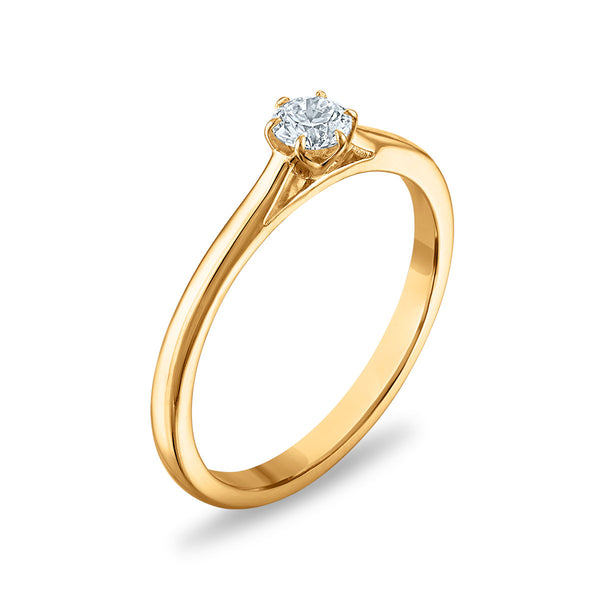 White Diamond Solitaire Ring in 10KT Gold