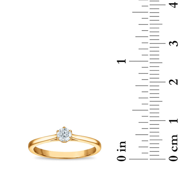 White Diamond Solitaire Ring in 10KT Gold