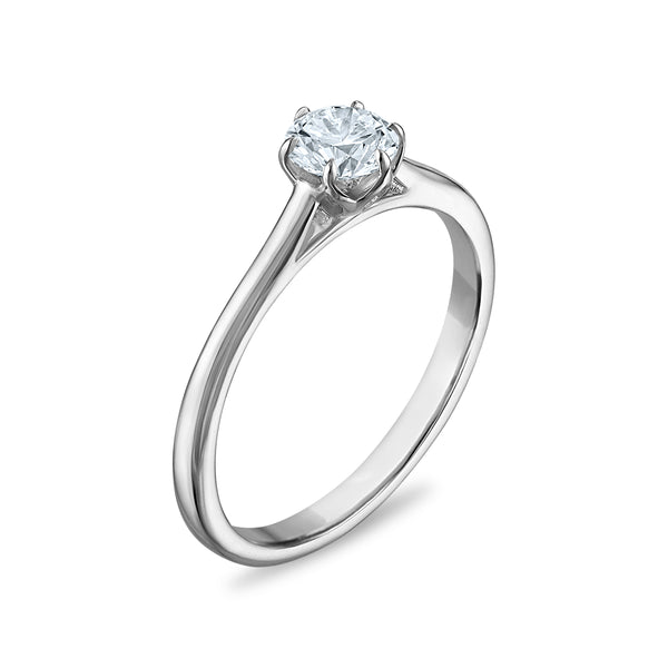 White Diamond Solitaire Ring in 10KT Gold