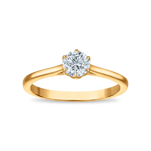 White Diamond Solitaire Ring in 10KT Gold