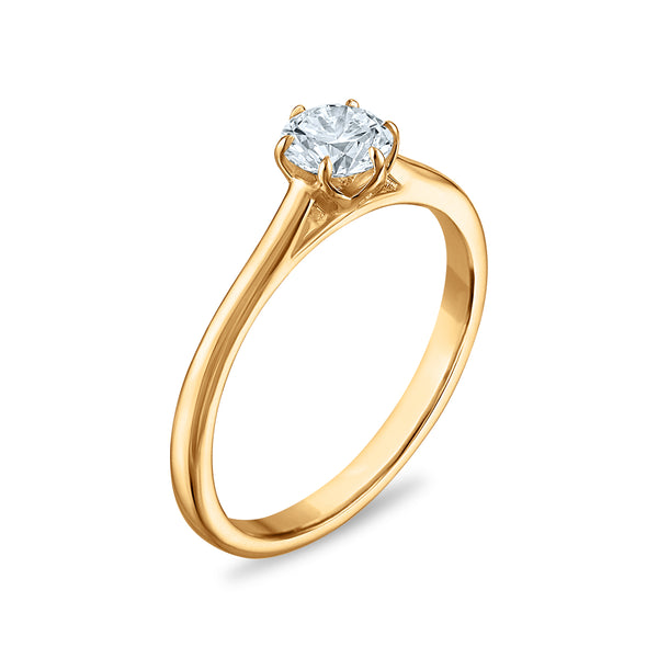 White Diamond Solitaire Ring in 10KT Gold