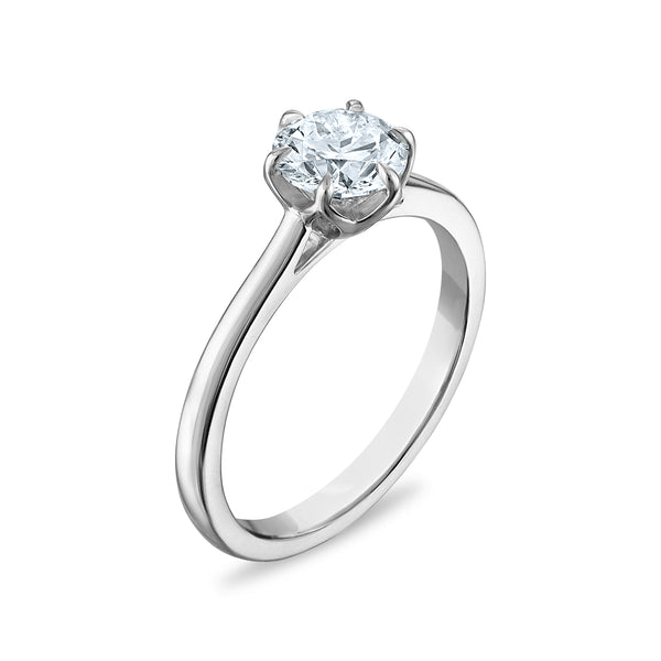 White Diamond Solitaire Ring in 10KT Gold