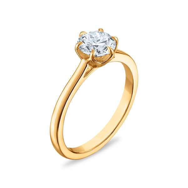 White Diamond Solitaire Ring in 10KT Gold