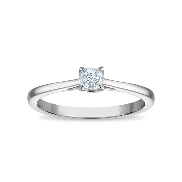 White Diamond Solitaire Ring in 10KT Gold