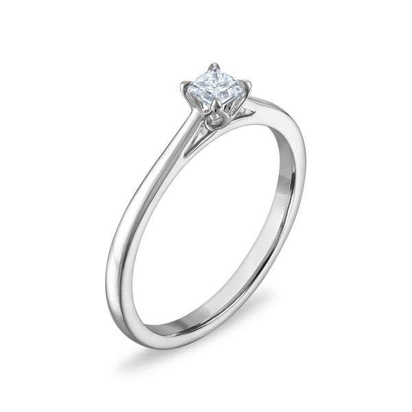 White Diamond Solitaire Ring in 10KT Gold