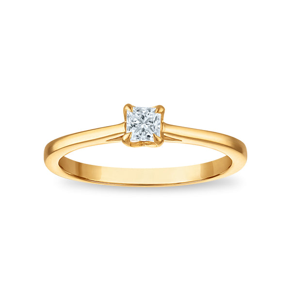 White Diamond Solitaire Ring in 10KT Gold