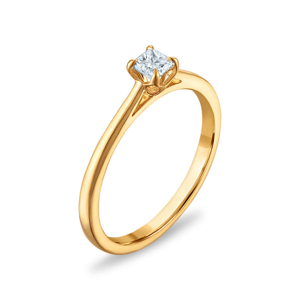 White Diamond Solitaire Ring in 10KT Gold