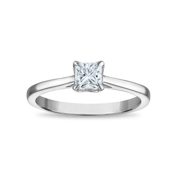White Diamond Solitaire Ring in 10KT Gold