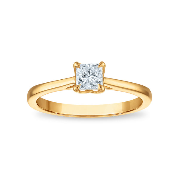 White Diamond Solitaire Ring in 10KT Gold